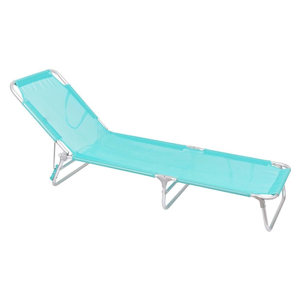 LOLAhome Pack 2 Tumbonas Jardín Exterior, Ligera Plegable y Reclinable | De 190x58x25 cm. Reclina 3 posiciones, Para Playa Camping Piscina Terraza o Jardín Aguamarina