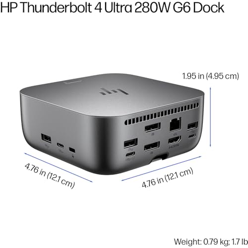 Image of HP 280W Thunderbolt 4 Ultra Dock Port Replicator Bundle w /DKZ Hub (Universal Thunderbolt /USB-C Docking Station, Single Cable for Charging, Data Transfers to Any Brand Laptop)