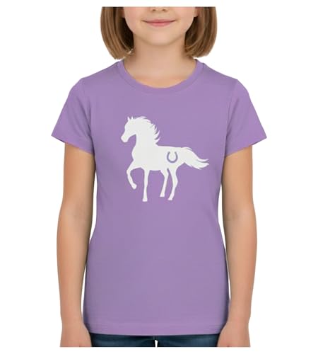 Tstars Fitted Tee for Girls 4th of July Valentines Shirt | Patriotic American Cute Kids Heart Graphic Horse T-Shirt Horses M (5-6) Lavender