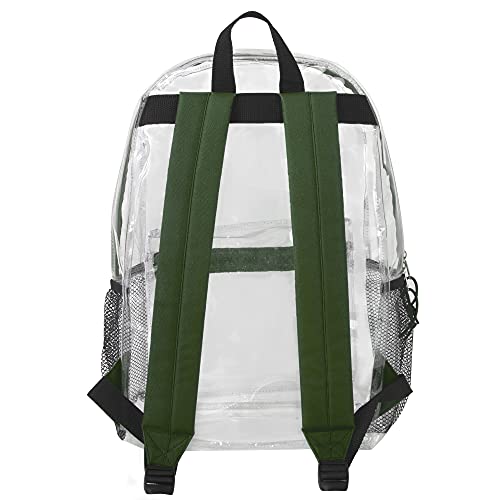 Trail Maker Clear Backpack With Reinforced Straps & Front Accessory Pocket - Perfect For School, Security, & Sporting Events (Green) Medium #TOP3