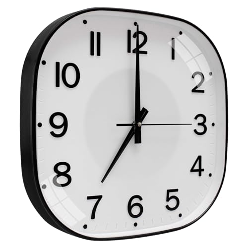 Image of TEKCOOL Plastic Analogue Wall Clock 12 inch Silent Quartz Decorative Wall Clock Non-Ticking Classic Clock Battery Operated Round Easy to Read for Room /Home /Kitchen /Bedrom /Office /School.White black-