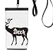 Deer Black and White Animal Phone Wallet Purse Hanging Mobile Pouch Black Pocket