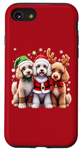 Poodle Christmas Dogs Funny Santa Reindeer Elf Holiday Custodia per iPhone SE (2020) / 7 / 8