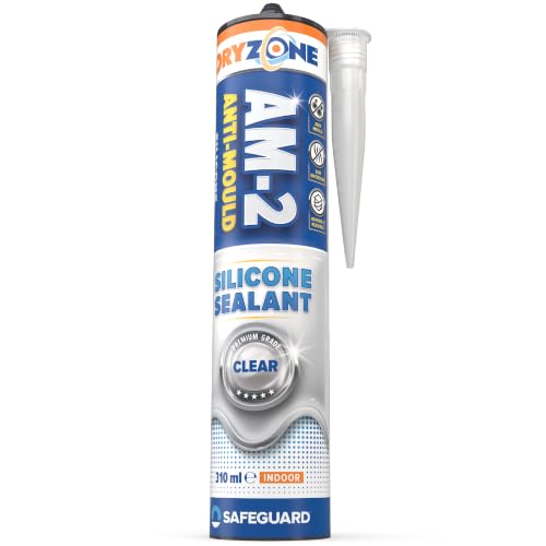 Dryzone Silicone Sealant Clear Anti Mould Waterproof Premium Sanitary-Grade Low VOC Sealant for Bathroom and Kitchen