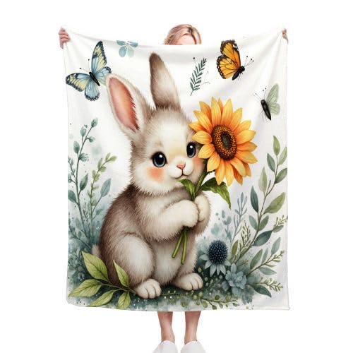 Plaid polaire 220x240 animal lapin pour lit king size de grande dimension