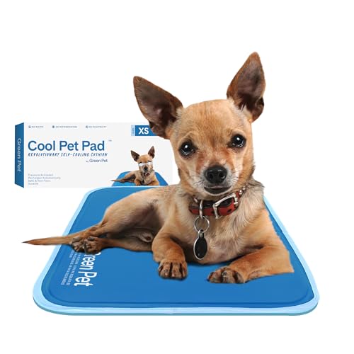 The Green Pet Shop Cool Pet Pad - Extra Small, Blue - Self-Cooling, Pressure Activated Mat for Dogs & Cats from 0-8 lbs - Non-Toxic Gel, No Water Needed
