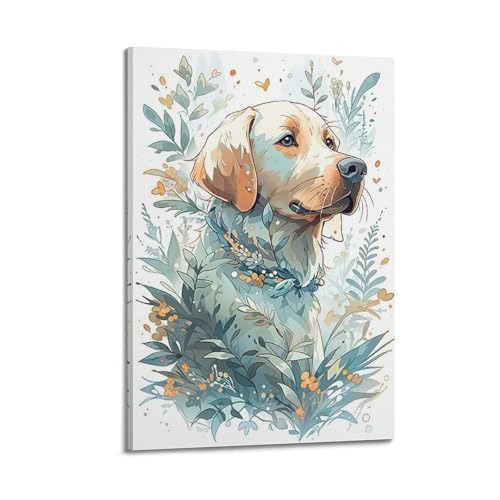 Tableau labrador en verdure 30x45cm pour une déco de chambre nature