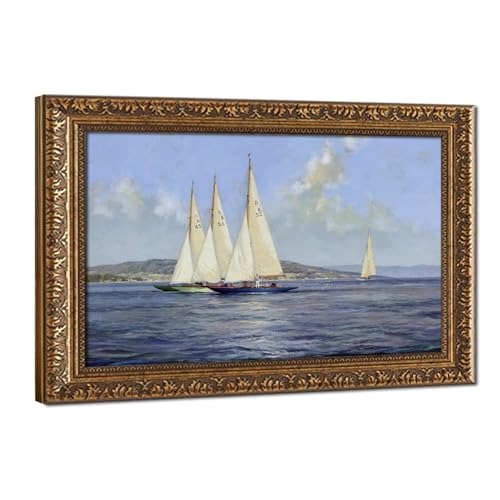 Impression sur toile de yachts de classe dragon de luxe de Montague Dawson 61x91 cm