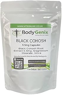 Bodygenix Black Cohosh Supplement | Capsules for pre-Menstruation and Menopause | Support Mood and Steady Nerves | 6.5mg (30 caps)