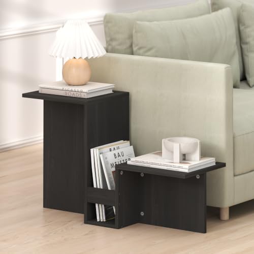 Furinno BOYATE Valley-Shaped Side Table with Open Shelf, Espresso - image 2