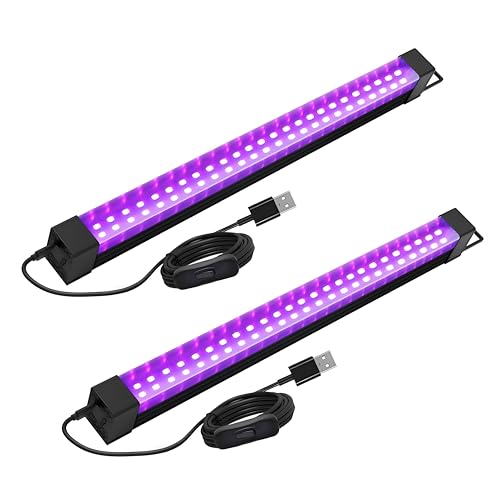 Tkdaksy Barra LED UV 10W, portátil 395-400 nm, 2 unidades, luz negra UV, pintura fluorescente, póster fluorescente, bar