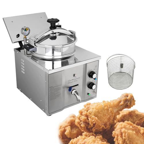 ZHIGUANYUN Pressure Fried Chicken Machine ，Industrial deep Fryer Pressure Cooker Electric Table top Commercial Chicken Pressure Fryer, Stainless Steel 3000W