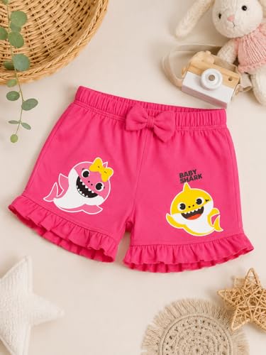 Image of BODYCARE KIDS Infant Baby Girls Cotton Antiviral Printed Shorts | Soft Breathable Elastic Waist Casual for Toddlers & Infants | Comfortable Summer Baby Bottoms for Girls