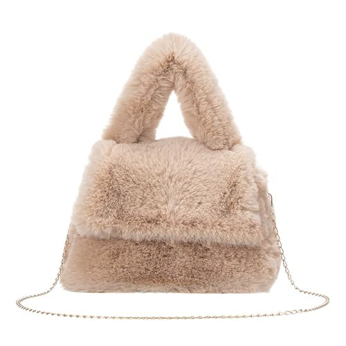 Bolsa tipo Tote peluda para mujer con asas de hombro miniatura 1