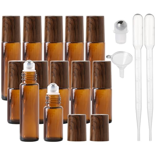 SESENSE Essential Oil Roller Bottles, 12PCS (10ml & 5ml) Glass Perfume Roller Bottles with Funnel Opener and Dropper Beauty and Personal Care Tools