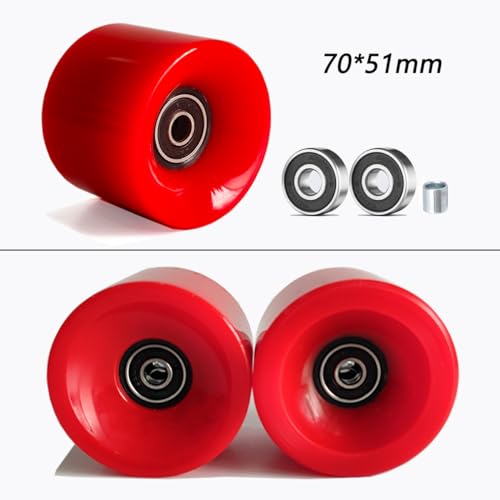 LOOEEL Rodas Longboard de 70 mm 80A contêm rolamentos e espaçadores ABEC-9, almofadas de elevação de