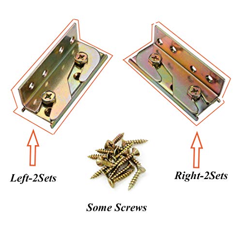 SpzcdZa 4 Sets Bed Rail Brackets Heavy Duty No-Mortise Bed Rail Fittings Wooden Bed Frame Connectors with Screws for Headboards Footboards Hold