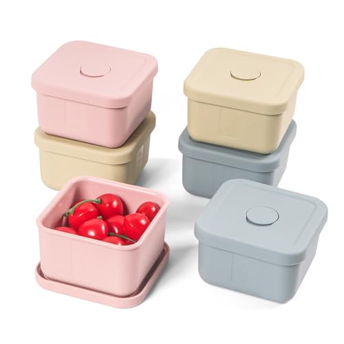AOEDEO 6 pcs 10 oz Silicone Snack Containers with Lids Silicone Food Storage Containers, Baby Snack Container Small Lunch Container for Kids, Daycare, School and Travel