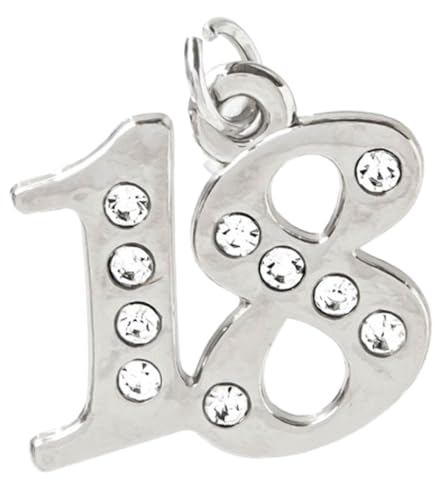 PuntoCasaStore 10 PZ CIONDOLO NUMERO 18 ANNI COMPLEANNO DICIOTTESIMO 1x1,5 CM BOMBONIERA APPLICAZIONE