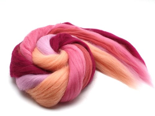 trolle-und-wolle Filzwolle/ Bunt, gemischter Merinokammzug in Rosatönen 100 g Cover