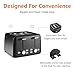 Amazon Basics 4 Slice Toaster, With 7 Browning Settings, Extra Wide Slots For Bagels and Special Breads, Removable Easy-to-Clean Crumb Trays, Cancel/Defrost/Bagel Buttons, 1500W, Black & Silver