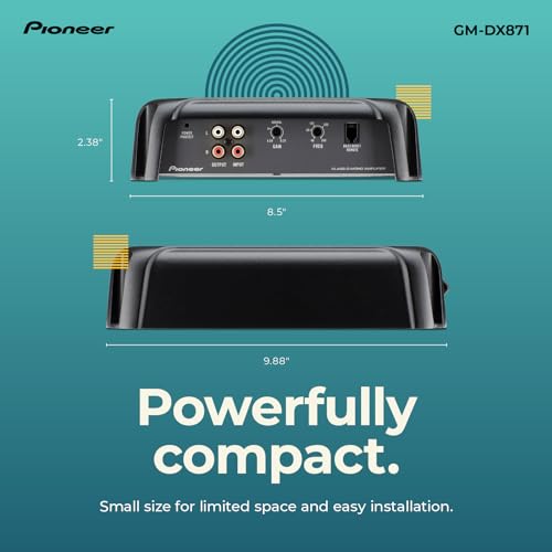 Image of Pioneer GM-DX871 - Powerhouse Amplifier with 1,600 Watts, Class-D Technology, 1-Channel, Variable Low-Pass Filter, Compact Design, and Remote Bass Boost Control