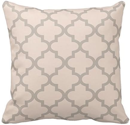 Home Decorative Moroccan Quatrefoil Pattern | Blush And Taupe Pillows Throw Pillow Cover Cushion Case 18"