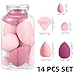 GOERTI Makeup Sponge Set, 14PCS Multi-color Blender Sponges for Liquid, Cream and Powder, Triangle Puffs, Mini Beauty Blender, Thumb Powder Puff (Pink)