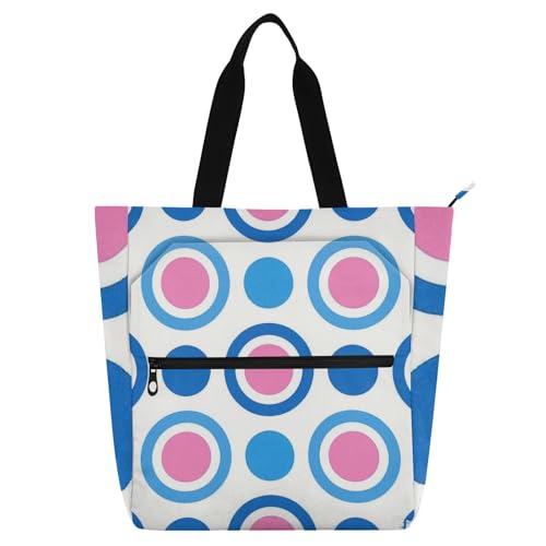 Bolsa de mano impermeable rosa y azul con bolsillos con cremallera para guardar libros escolares