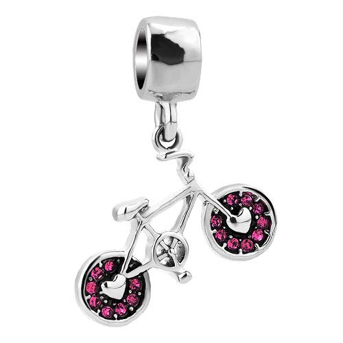 Dije de bicicleta rosa compatible con pulsera Pandora para mujer