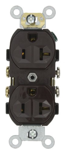 Leviton 20-Amp 125-Volt Narrow Body Duplex Receptacle Straight Blade Commercial Grade Self Grounding CR20 Brown