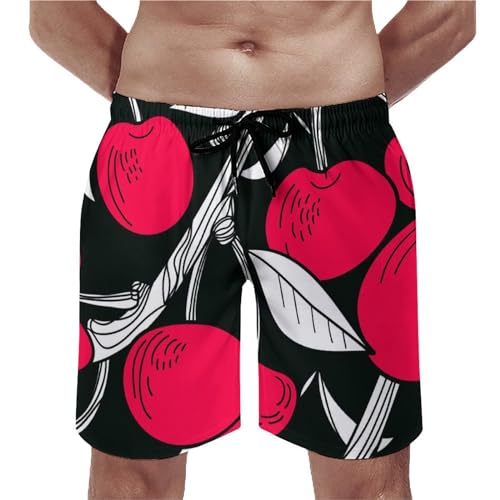 Shorts de bain homme cerise rouge au séchage rapide avec cordon de serrage S