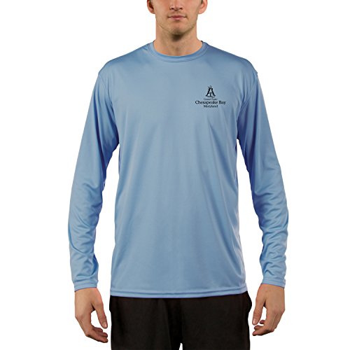 Coastal Classics Chesapeake Bay Nautical Chart Men's Upf 50+ Uv/Sun Protection Long Sleeve T-Shirt X-Large Columbia Blue #TOP1