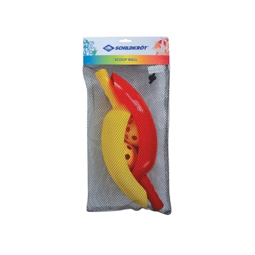 Schildkröt® Scoop Ball Set, 2 Schläger, 2 Bälle, Geschicklichkeitsspiel, inklusive wiederverschließbarer Netztasche, 970131, rot, gelb