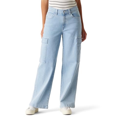 Levi Strauss Signature Gold Women's Easy Cargo Midi Skirt Mid-Rise Stretch Denim (Also Available in Plus), (New) Seafoam Light, 6