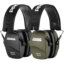 PROHEAR 016 Shooting Ear Protection Earmuffs 2 Pack, NRR 26dB for Gun Range, Hunting -Black and Green