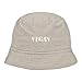 Mens Bucket Hat Vegan Vegetarian Embroidered Washed Cotton Classic Bucket Hat Beige