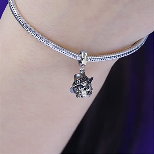 Image of GNOCE Skull Pendant Charm Silver Dangle Charms Bead fit Bracelet /Necklace Jewelry Gift for Women Men