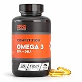 Omega 3 - Capsulas Omega 3- Mega Plus Competition - Aceite de salmón 71% - Aceite de pescado - Rico en EPA y DHA - Protegete a ti y a tu musculatura - 500 mg por capsula - 220 cap.