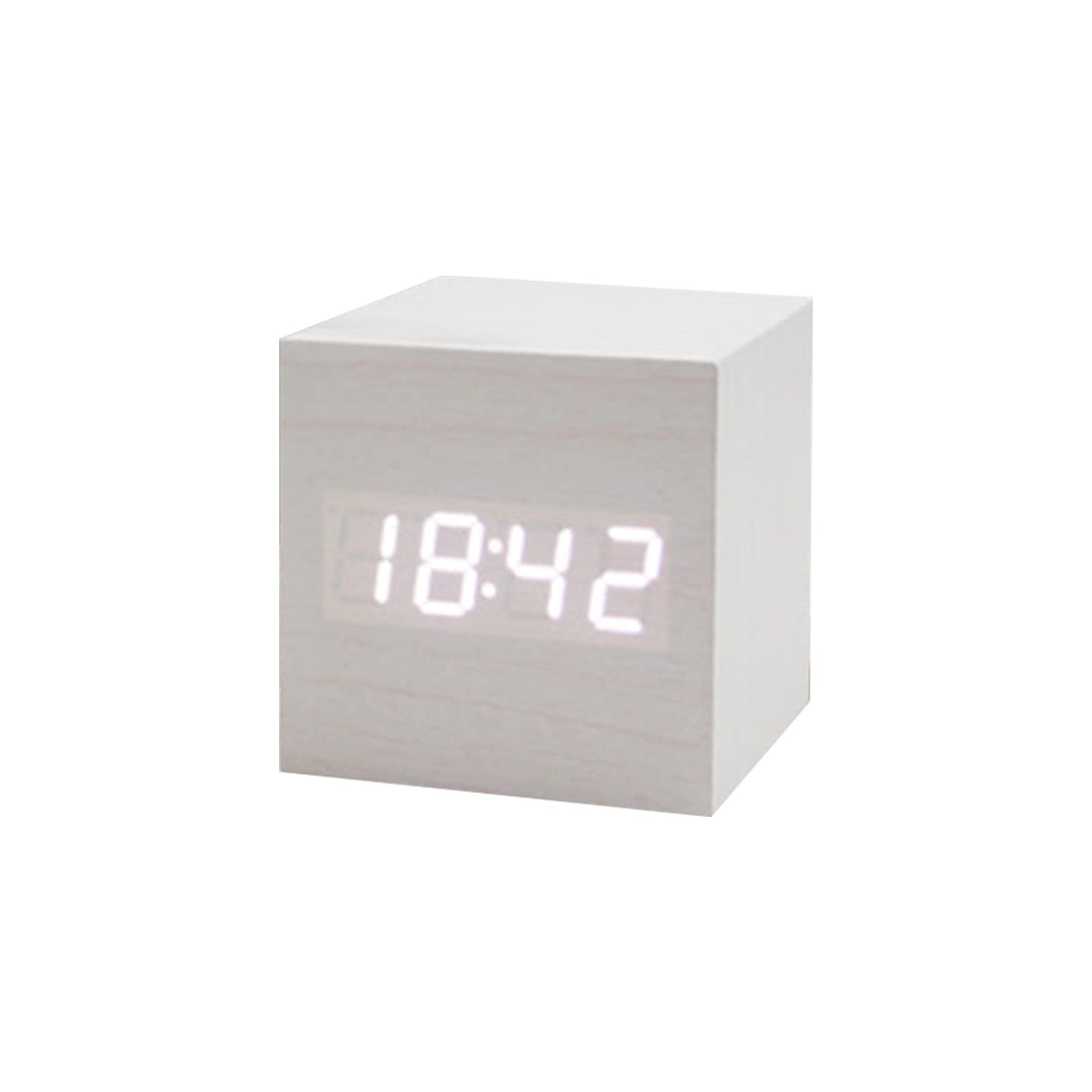Tsophreniq M Wood Cube Voice Control Alar Clock Bedside Table Square Clock Ultipurpose For Children Bedroo Dormitory Alar Clocks For Bedrooms