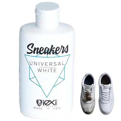 IEXI Universal White - Blanchisseur de Baskets, Cirage Blanc - Made in Italy, 200ml - Nettoyant Basquette Blanche, Renouvellement Les Sneakers Blanches et Nettoyage des Semelles - Creme Chaussures