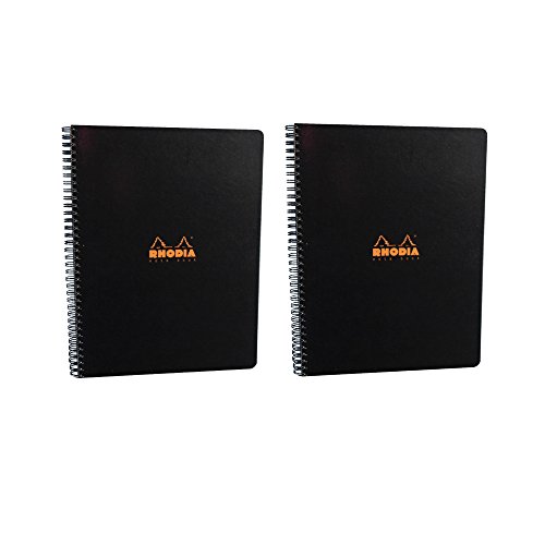 (2-Pack) Rhodia Wirebound Notebook 9X11.75 Inches Black Grid