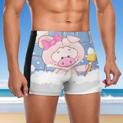 Slip de bain homme extensible imprimé cochon avec textile haute résistance - 4