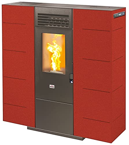 FRASCHETTI Pelletöfen Queen Slim 6 kW / H 6,14, Rot, Pellet, Gusseisen,...