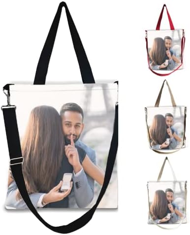 xrlsg Custom Canvas Tote Bags for Women Personalized Grocery Tote Bags with Your Photo Logo Shoulder Straps Text Reusable for Beach, Travel, Gym, School
