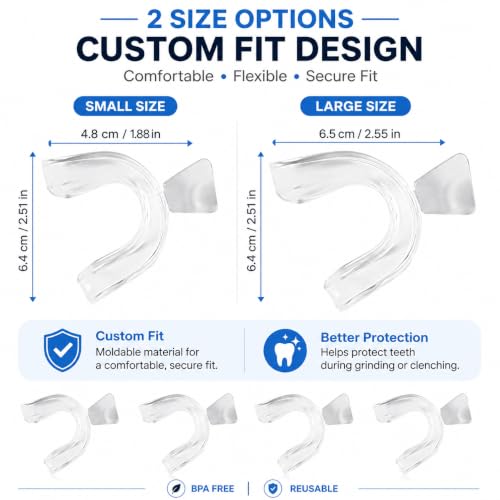 Image of 4Pcs Medical-Grade Silicone Night Guard for Teeth Grinding and Bruxism, Transparent Dental Guard for Sleep, Sports and Custom Fit Protection, Reusable Mouth Guard