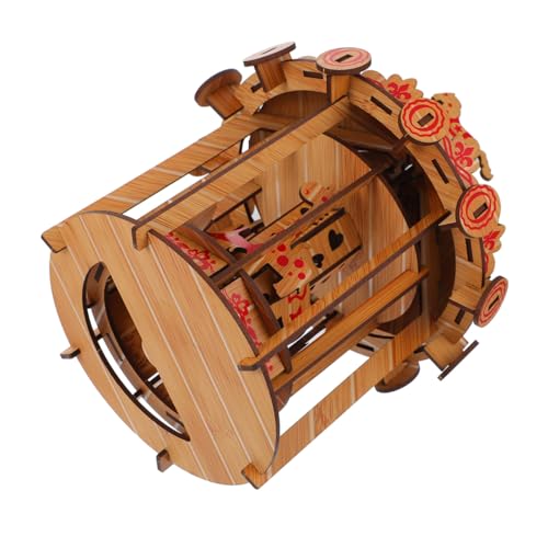 Abaodam Puzzle 3D Carrousel en Bois Naturel pour Garçon et Filles, Modèle Taille A3, Jeu Éducatif à Monter Soi-même sans Colle, Puzzle Tridimensionnel de Bricolage et Décoration Créative,