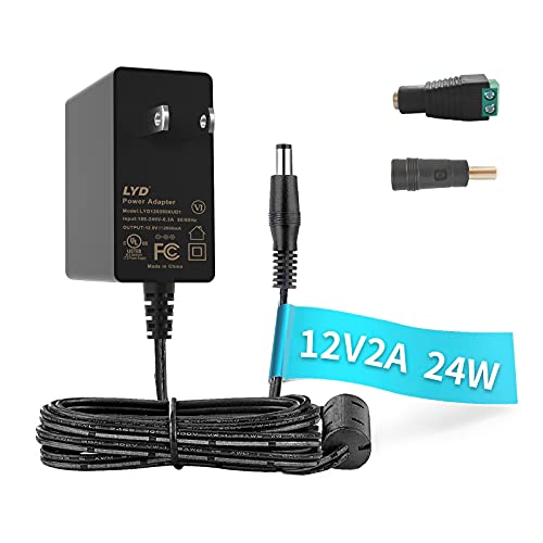LYD LIANYUNDA 12V UL Power Adapter 12V2A 12V Switching Power Adapters AC 110V to 12V Power supply,Wall Mount Transformer Charger 12 volt US Plug power supply for led Strip lights (24 Watt Max)