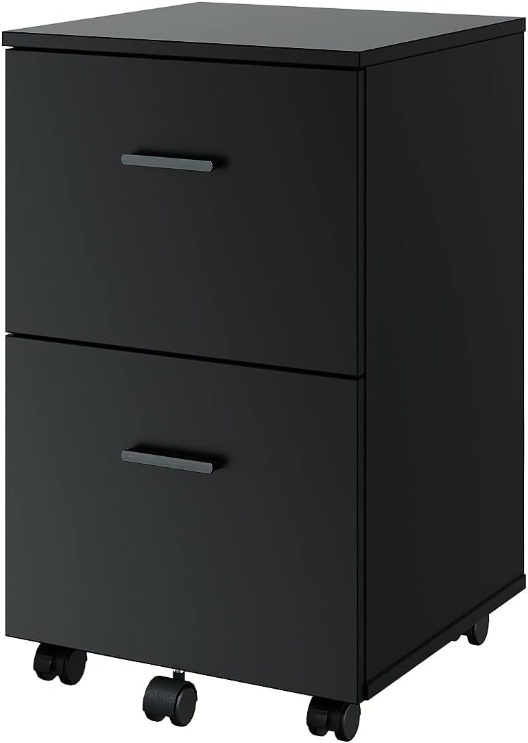2 Drawer Mobile File Cabinet, Rolling Office Filing Cabinets With Wheels, Small Under Desk Organizer With Anti-Tilt Mechanism With 4 Hanging Bars For A4, Letter Sized Documents