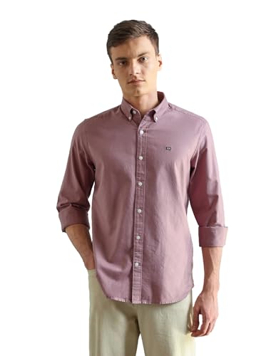 Image of Arrow Sport Solid Slim Fit Cotton Shirt for Men - Full Sleeve Mens Casual Shirts